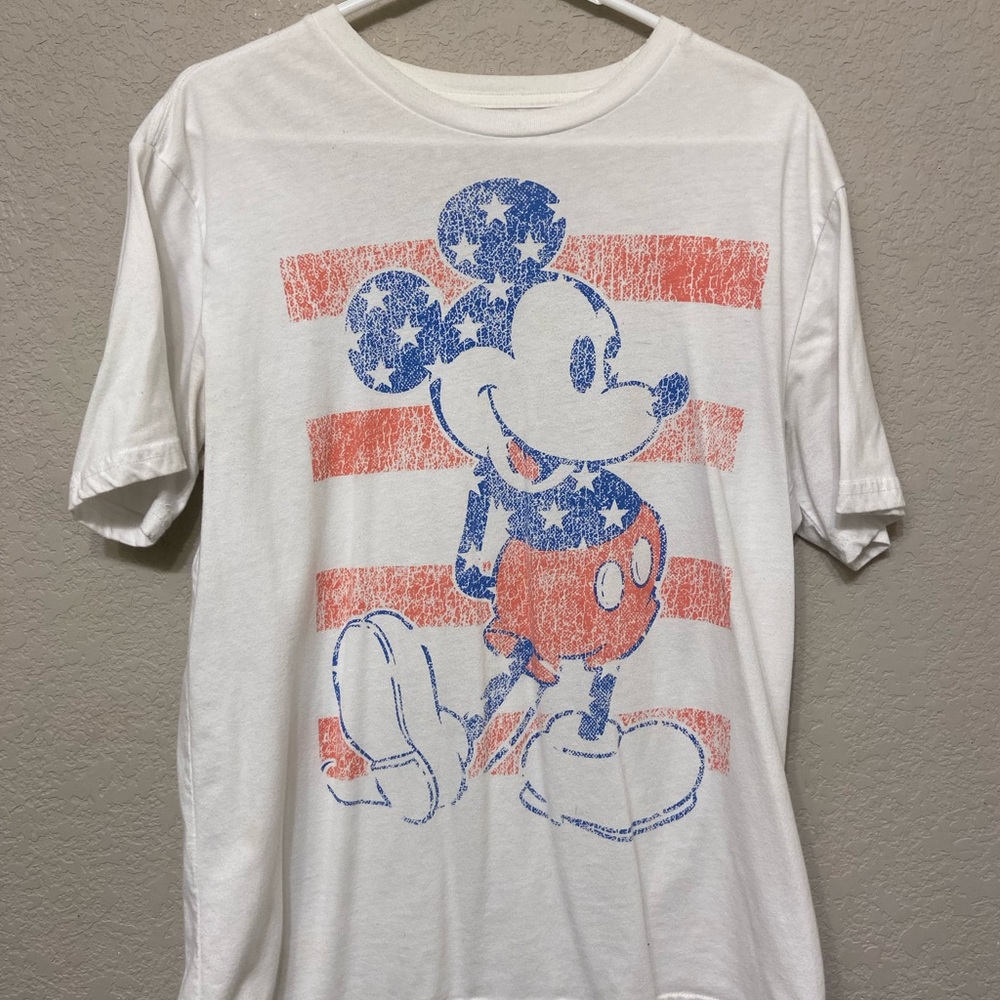 Disney White Tee with Blue and Red Mickey Design